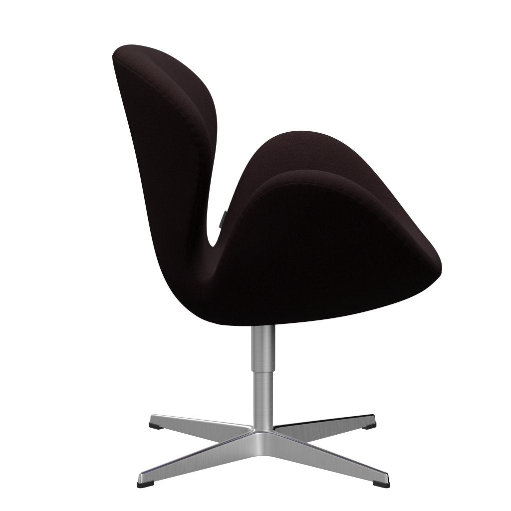 Fritz Hansen Swan Lounge Chair, Satin Brushed Aluminium/Christianshavn Dark Red Uni