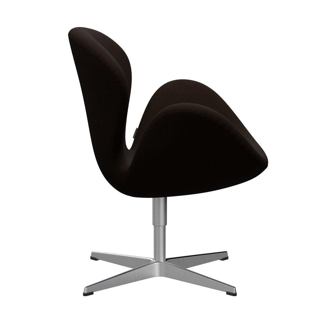 Fritz Hansen Swan Lounge Chair, Satin Brushed Aluminium/Comfort Brown (01566)