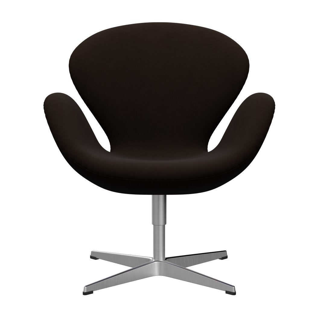 Fritz Hansen Swan Lounge Chair, Satin Brushed Aluminium/Comfort Brown (01566)