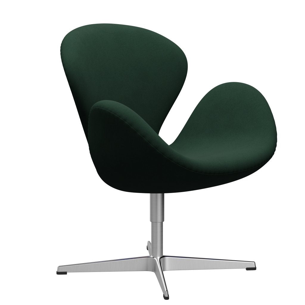 Fritz Hansen Swan Lounge Chair, Satin Brushed Aluminium/Comfort Dark Green