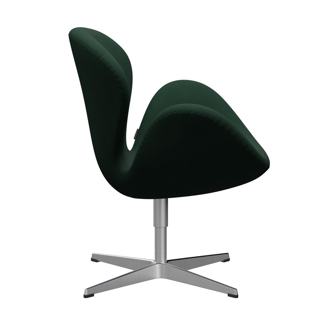 Fritz Hansen Swan Lounge Chair, Satin Brushed Aluminium/Comfort Dark Green