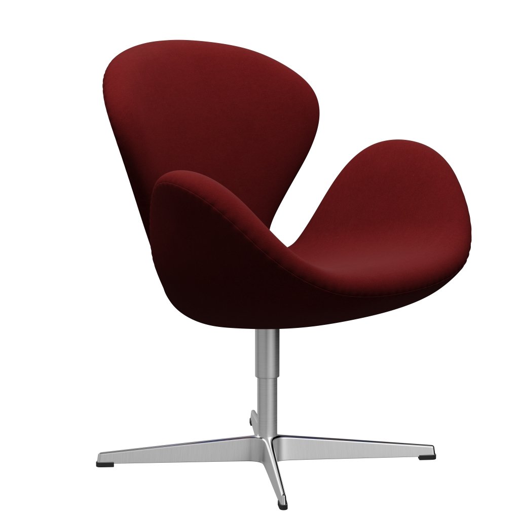 Fritz Hansen Swan Lounge Chair, Satin Brushed Aluminium/Comfort Dark Red (01153)