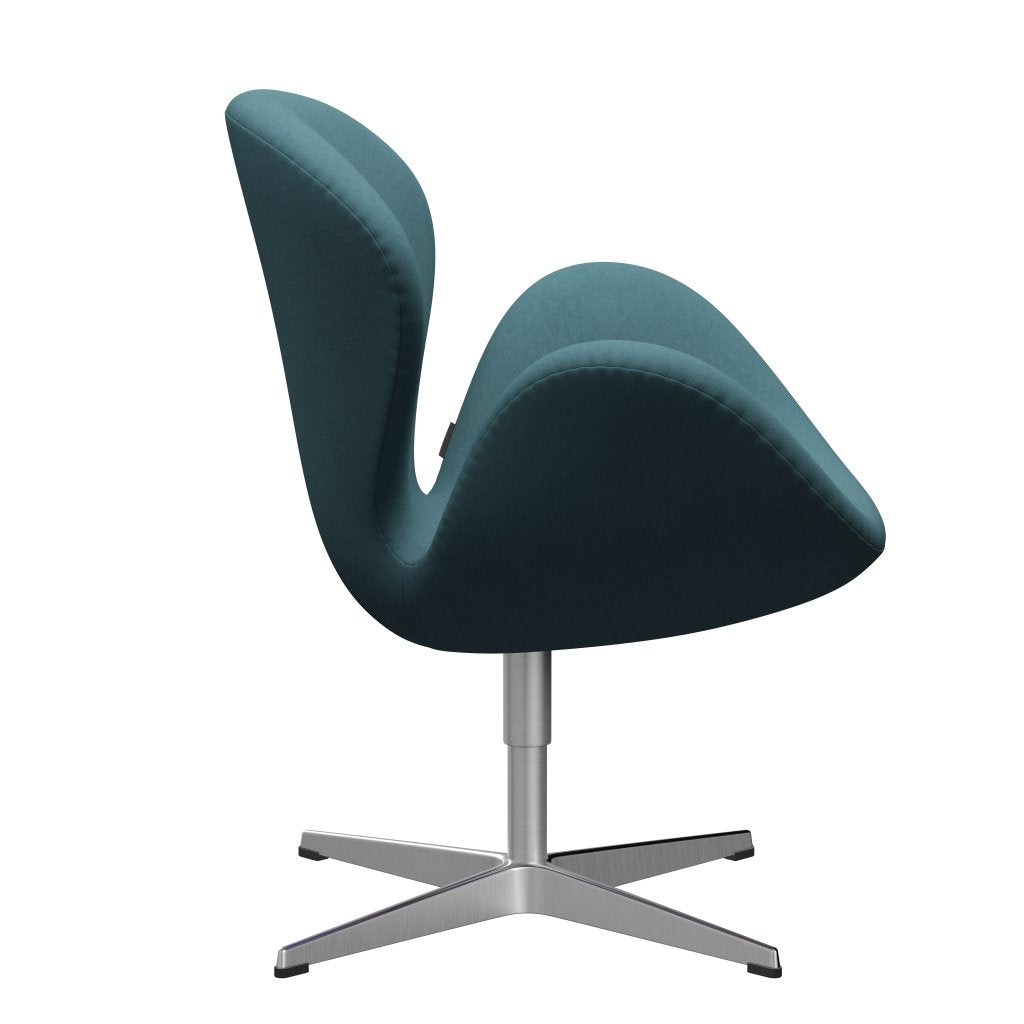 Fritz Hansen Swan Lounge Chair, Satin Brushed Aluminium/Comfort Light Grey/Blue