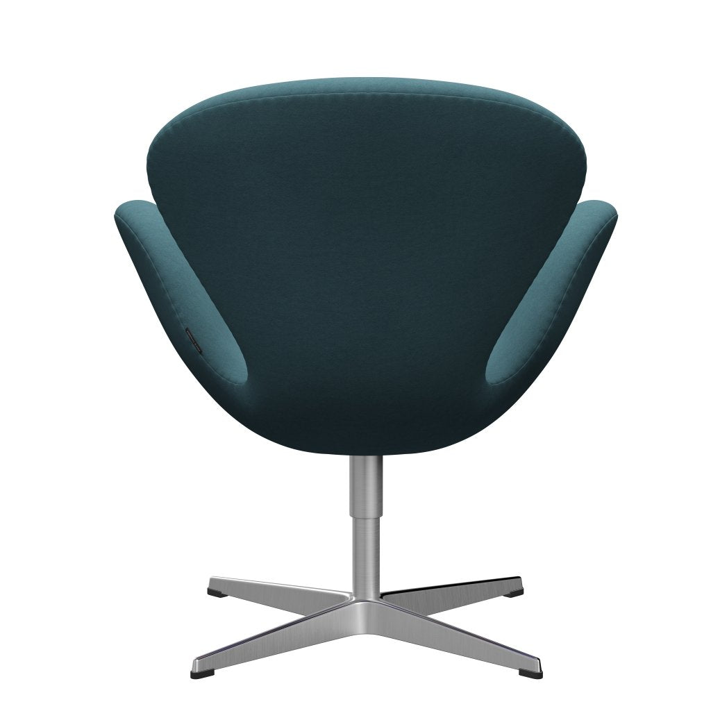 Fritz Hansen Swan Lounge Chair, Satin Brushed Aluminium/Comfort Light Grey/Blue