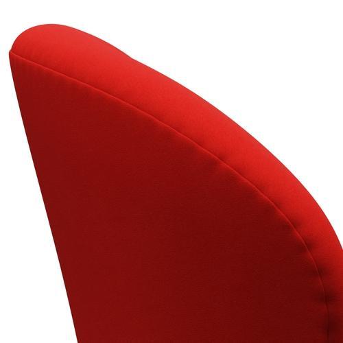 Fritz Hansen Swan Lounge Chair, Satin Brushed Aluminium/Comfort Light Red