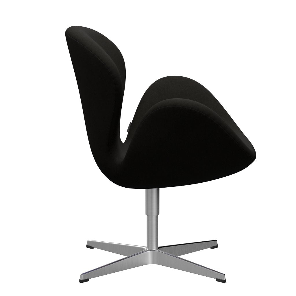 Fritz Hansen Swan Lounge Chair, Satin Brushed Aluminium/Comfort Black (61013)