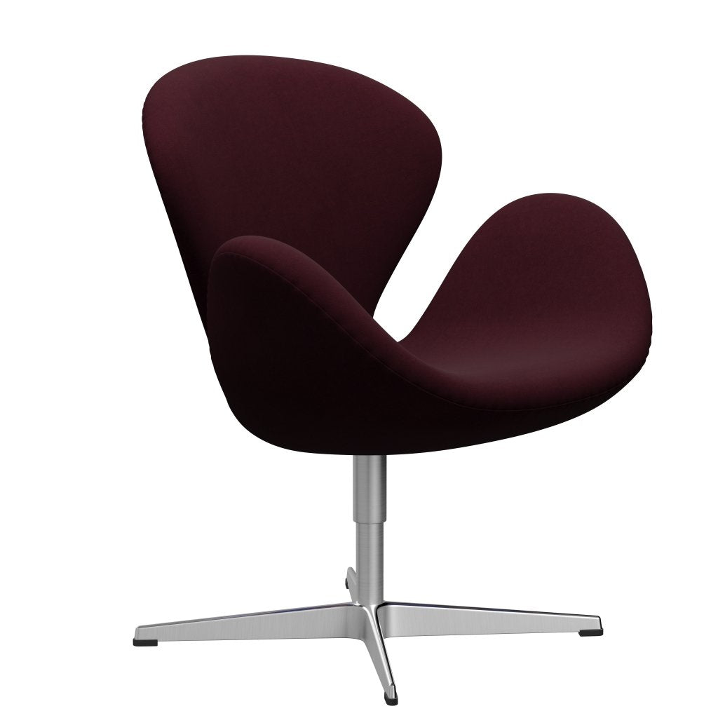 Fritz Hansen Swan Lounge Chair, Satin Brushed Aluminium/Comfort Violet/Dark Red