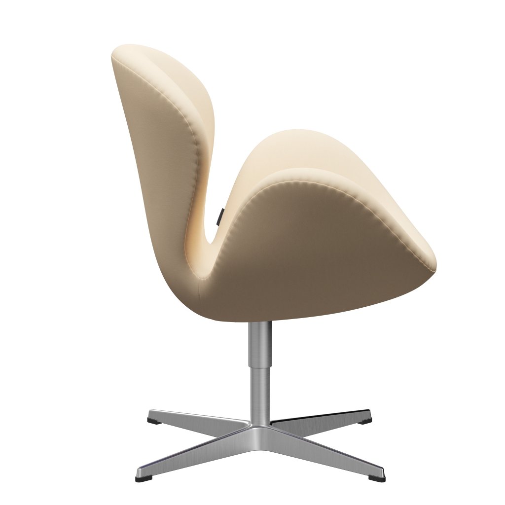 Fritz Hansen Swan Lounge Chair, Satin Brushed Aluminium/Comfort White/Beige