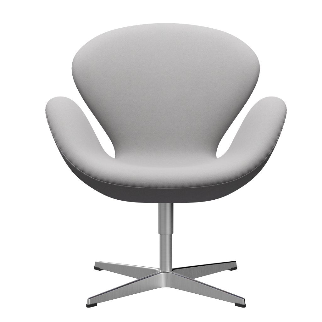 Fritz Hansen Swan Lounge Chair, Satin Brushed Aluminium/Comfort White/Grey