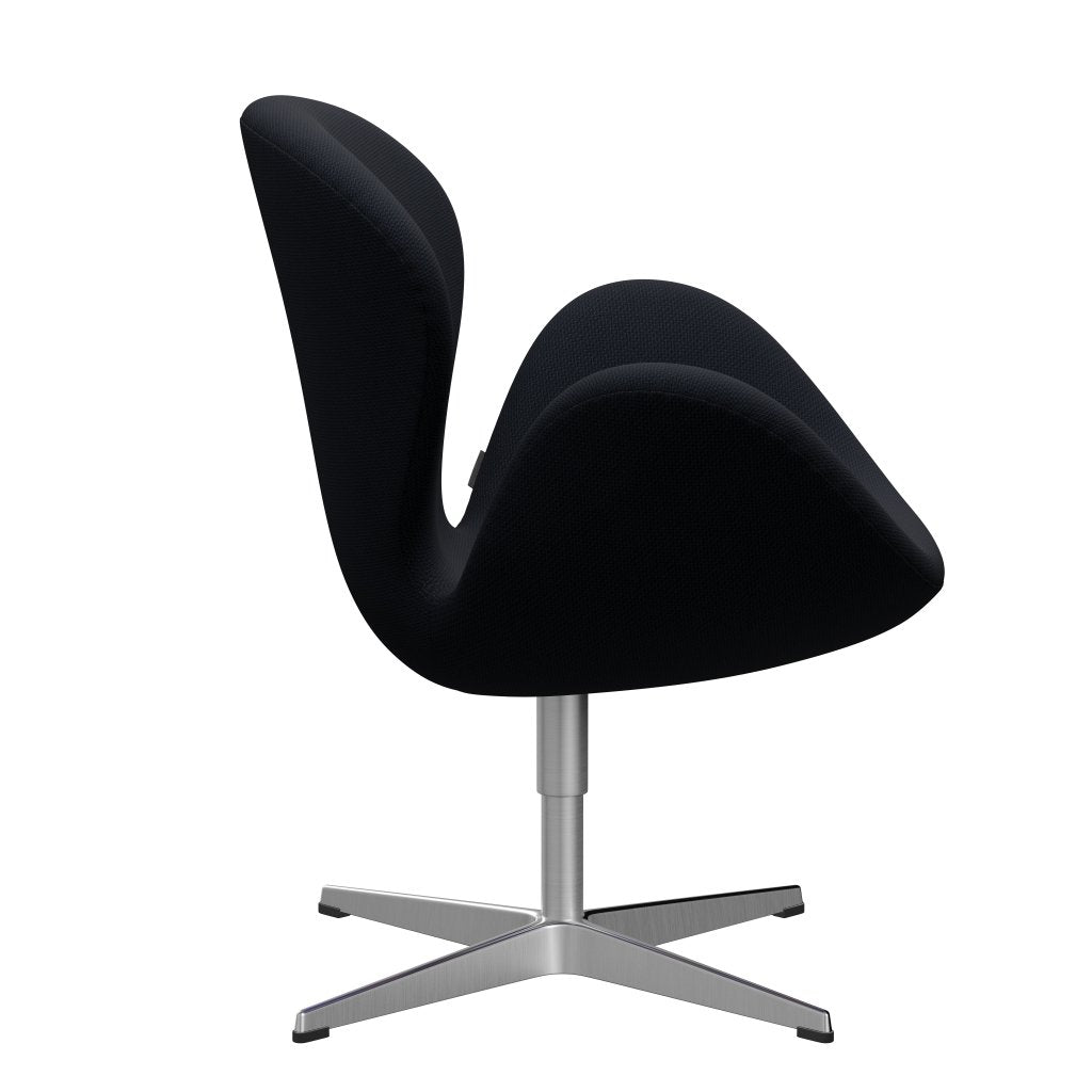 Fritz Hansen Swan Lounge Chair, Satin Brushed Aluminium/Diablo Dark Blue