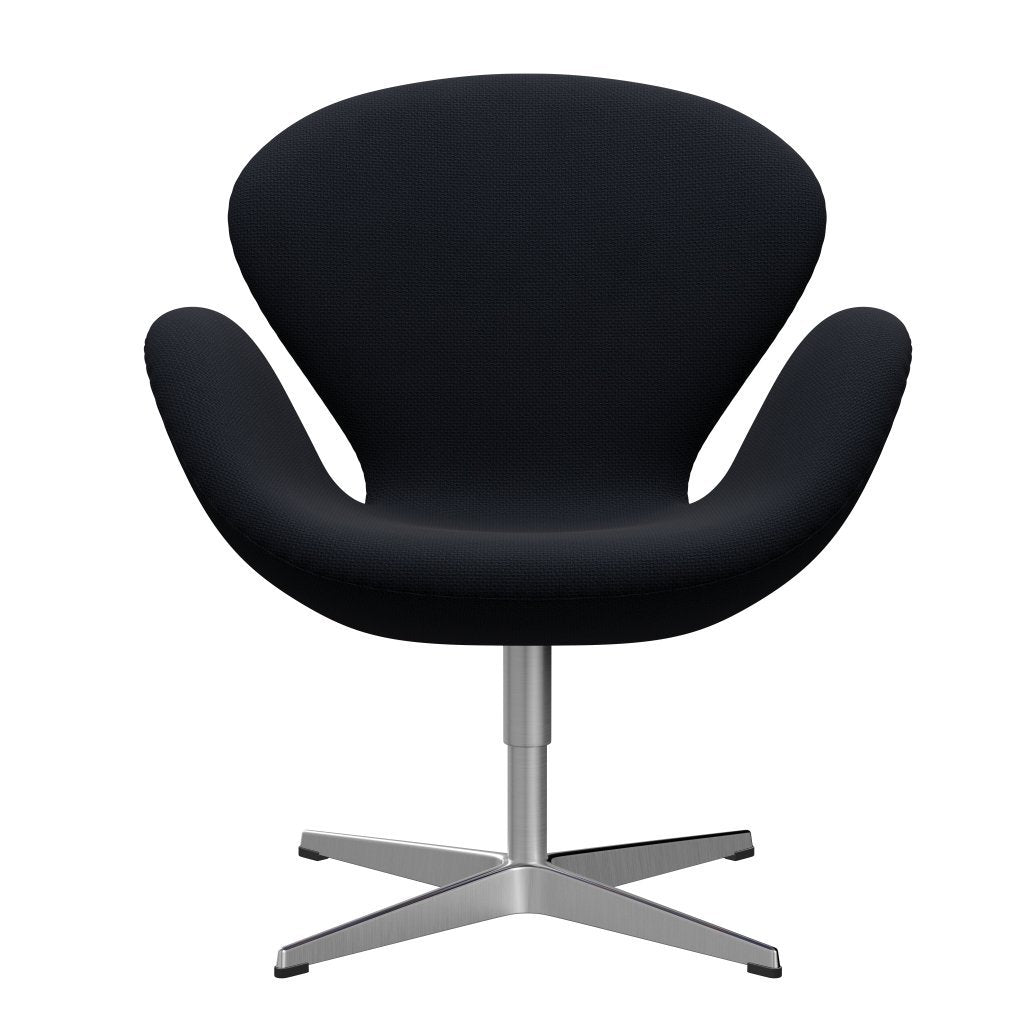 Fritz Hansen Swan Lounge Chair, Satin Brushed Aluminium/Diablo Dark Blue