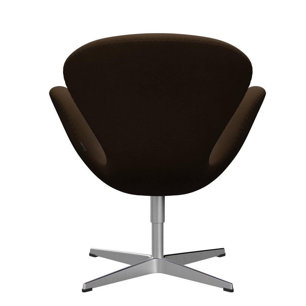 Fritz Hansen Swan Lounge Chair, Satin Brushed Aluminium/Diablo Chestnut