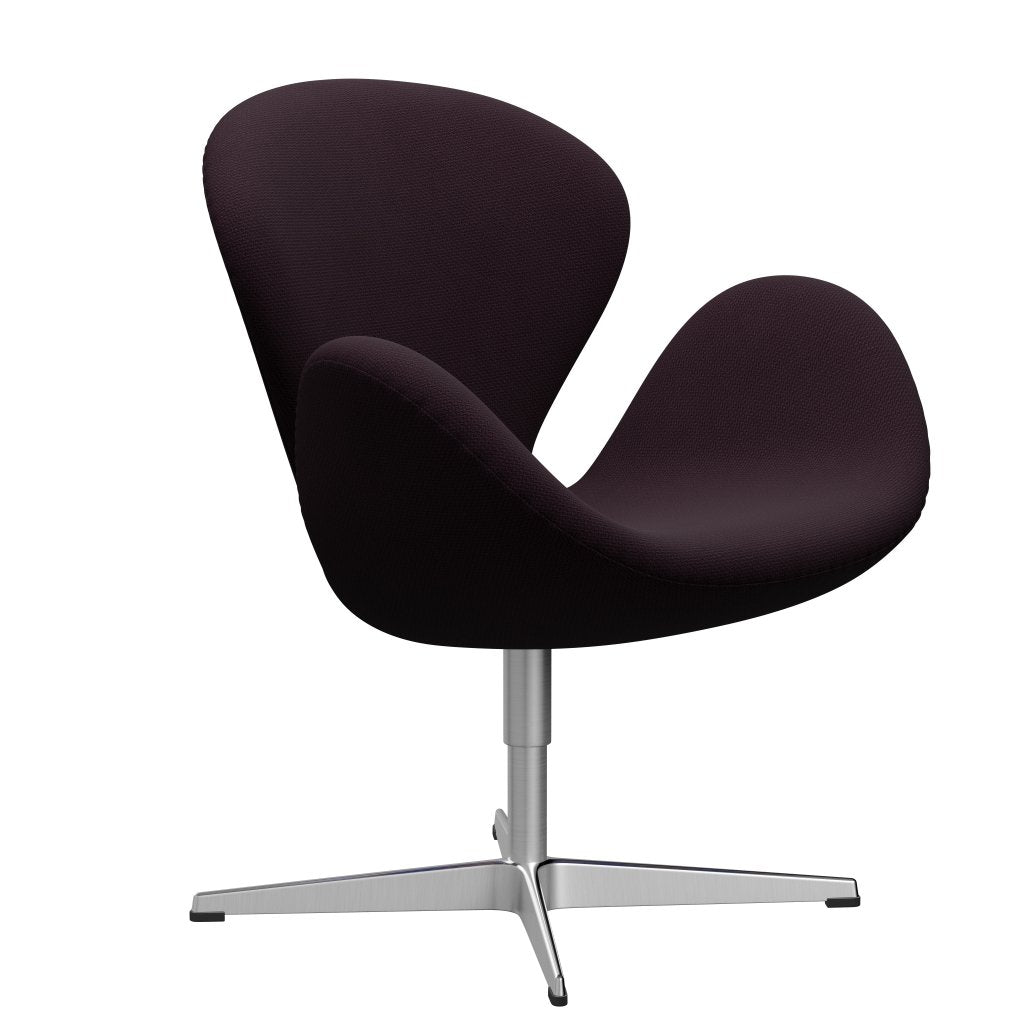 Fritz Hansen Swan Lounge Chair, Satin Brushed Aluminium/Diablo Plum