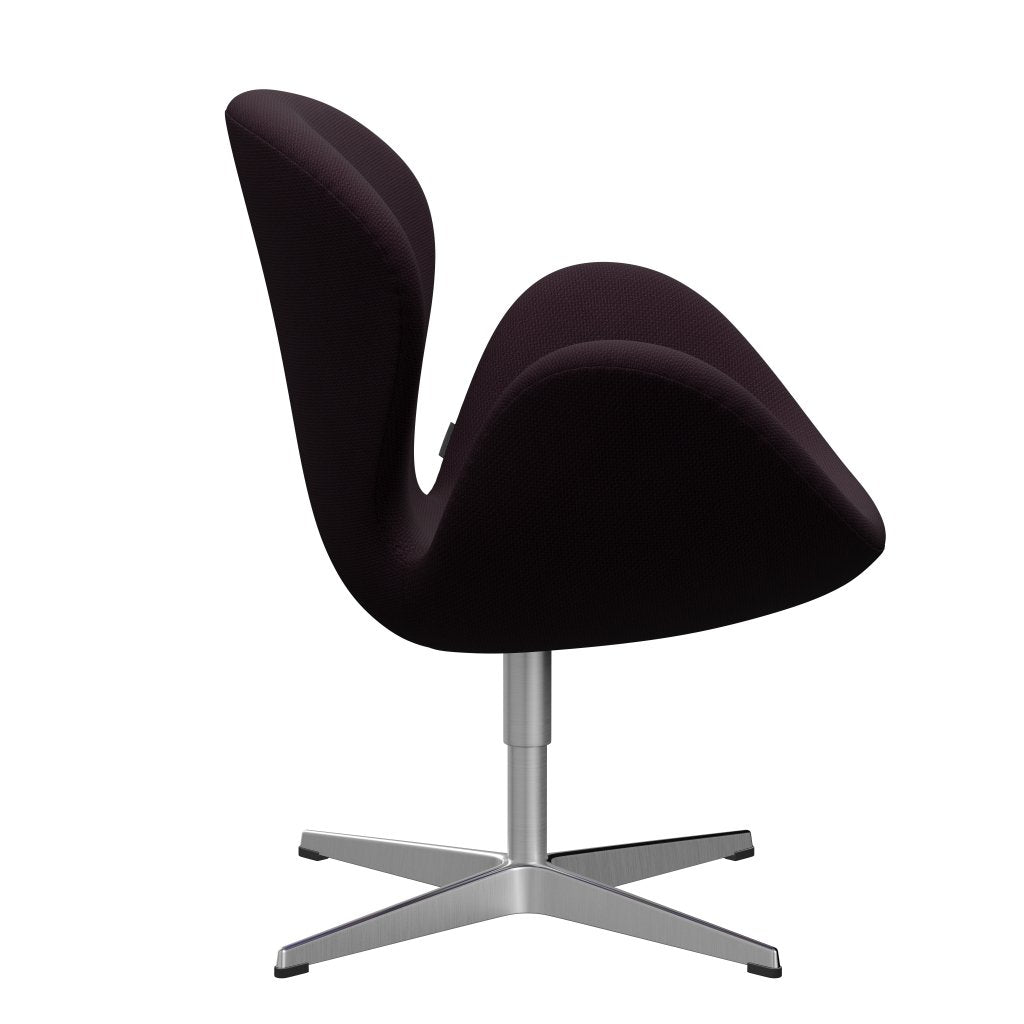 Fritz Hansen Swan Lounge Chair, Satin Brushed Aluminium/Diablo Plum