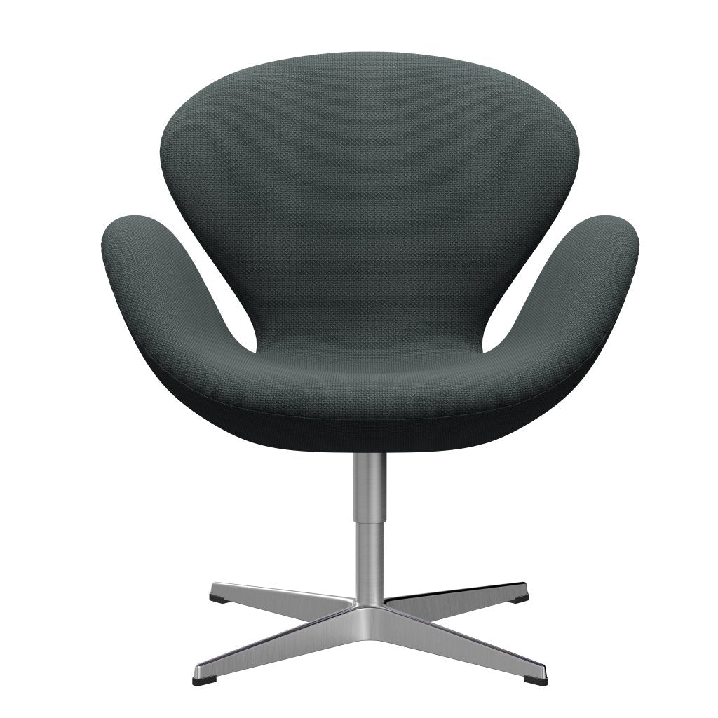 Fritz Hansen Swan Lounge Chair, Satin Brushed Aluminium/Diablo Steel Grey