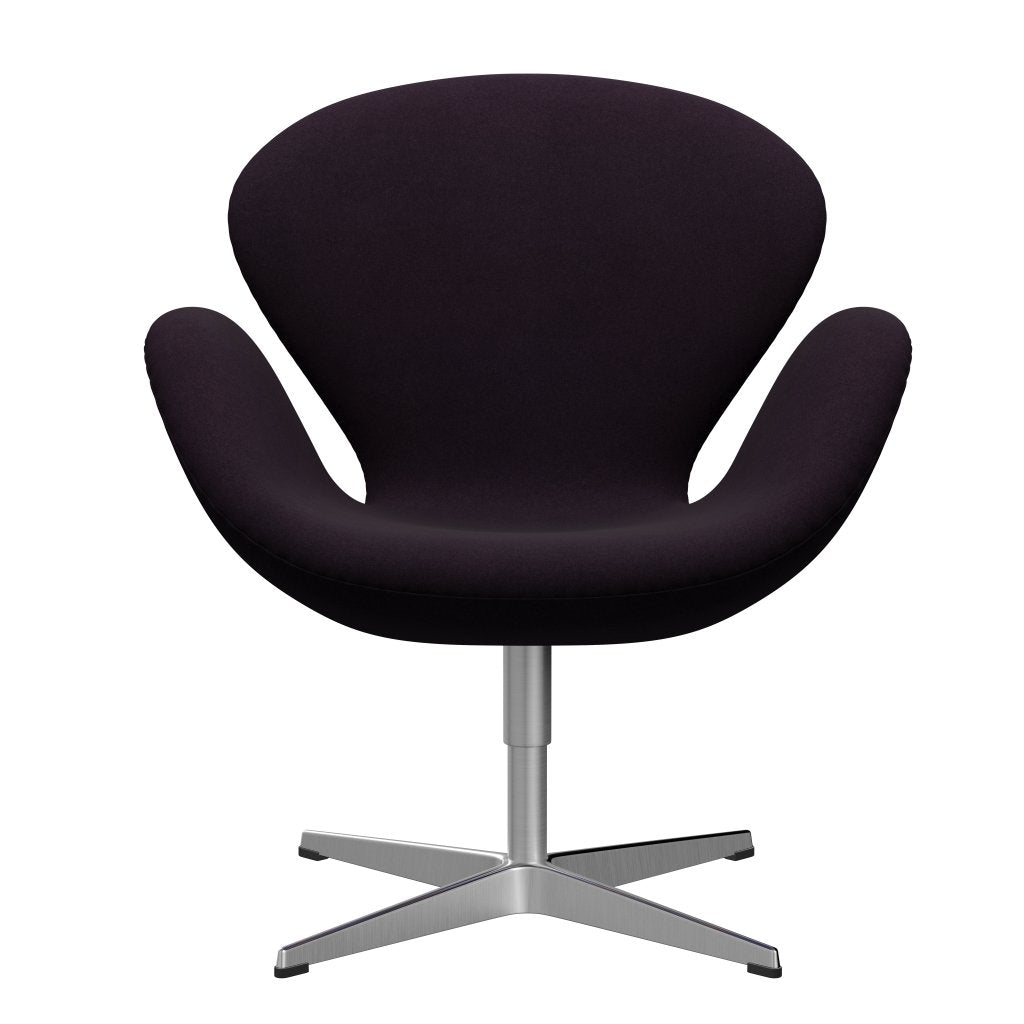 Fritz Hansen Swan Lounge Chair, Satin Brushed Aluminium/Divina Aubergine (376)