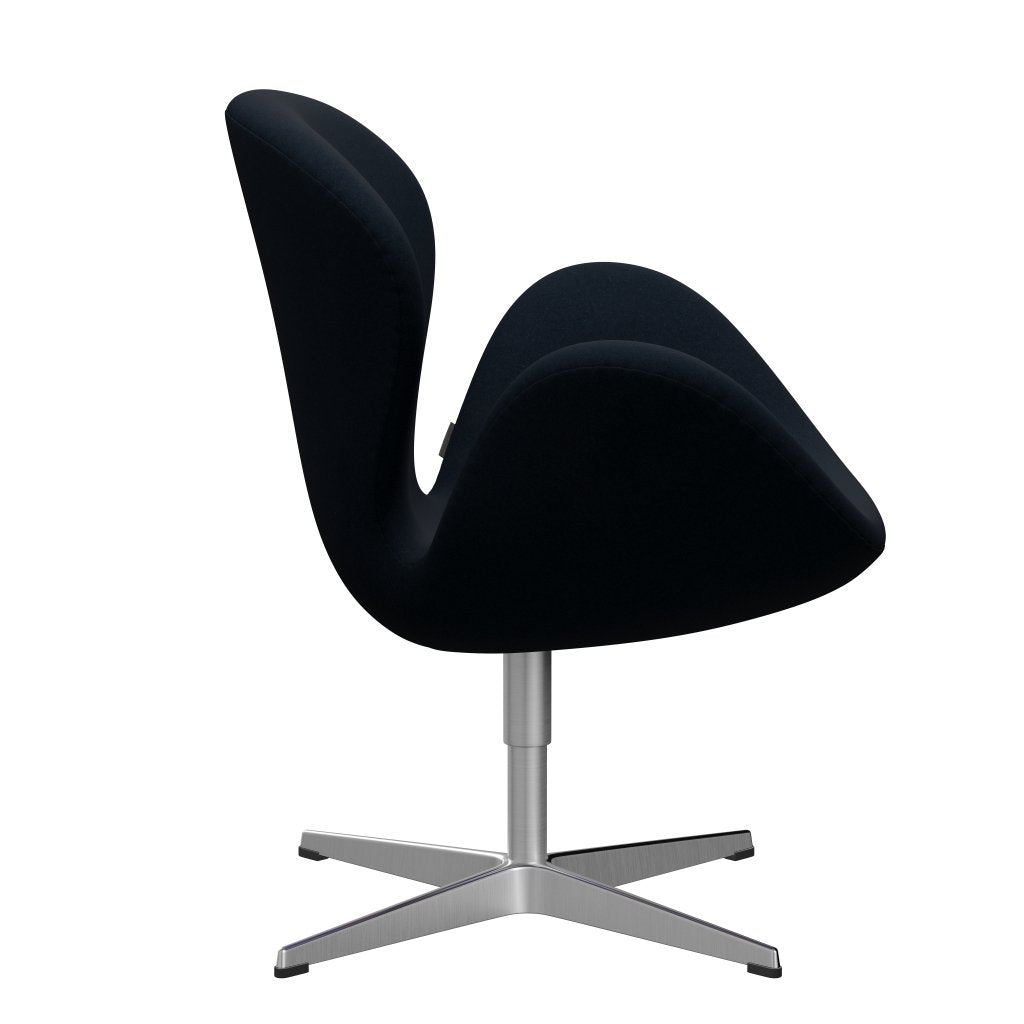 Fritz Hansen Swan Lounge, satynowy szczotkowany aluminium/Divina Dark Blue