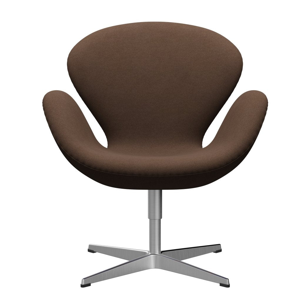 Fritz Hansen Swan Lounge, satynowe szczotkowane aluminium/Divina Dark Brown (356)