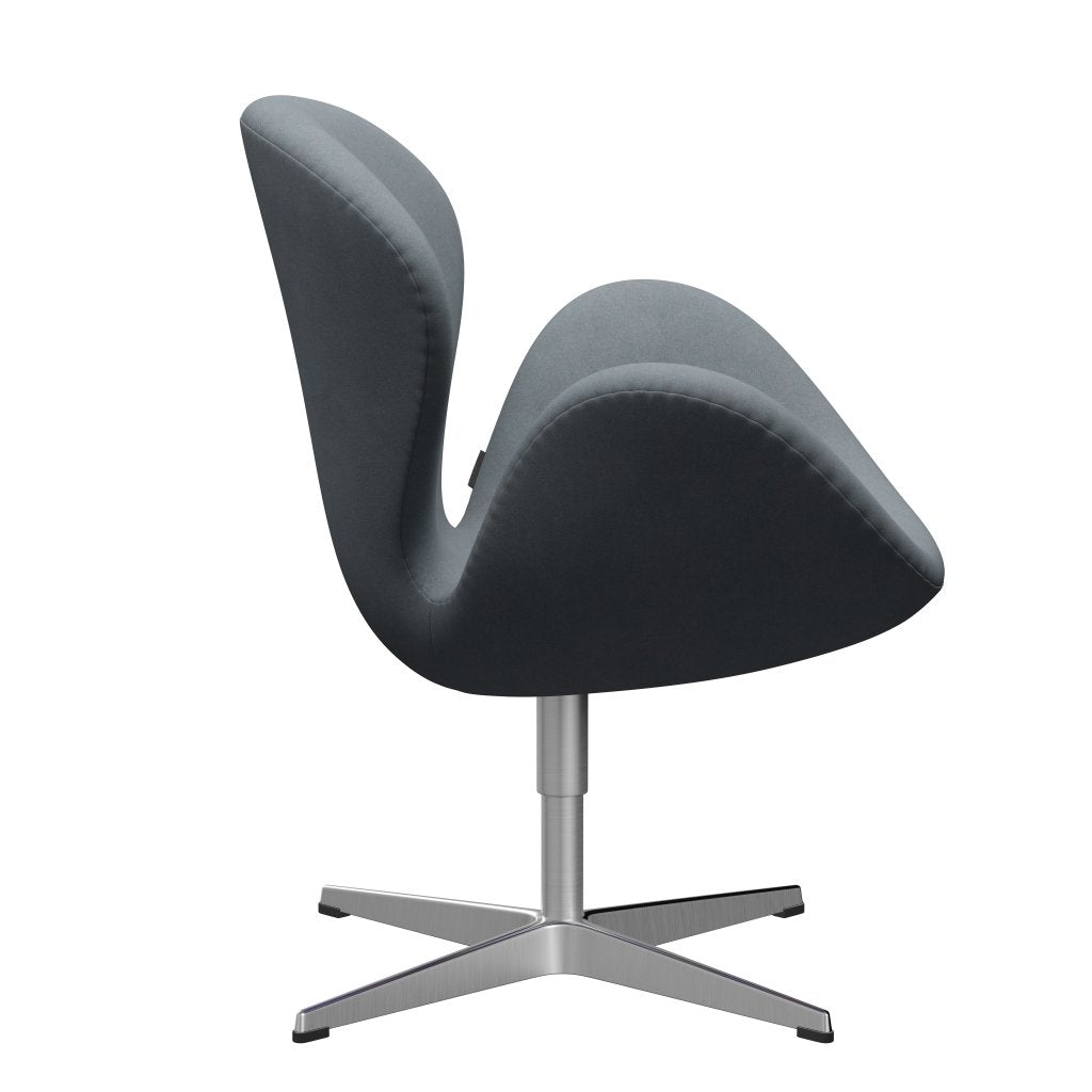 Fritz Hansen Swan Lounge Chair, Satin Brushed Aluminium/Divina Light Grey