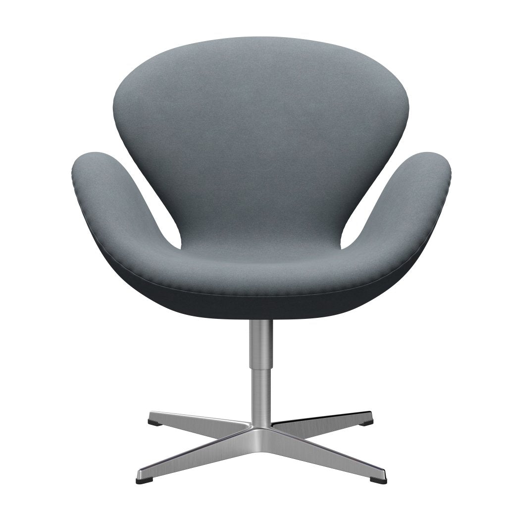 Fritz Hansen Swan Lounge Chair, Satin Brushed Aluminium/Divina Light Grey