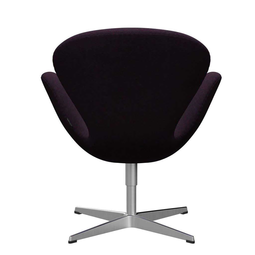 Fritz Hansen Swan Lounge Chair, Satin Brushed Aluminium/Divina Md Aubergine