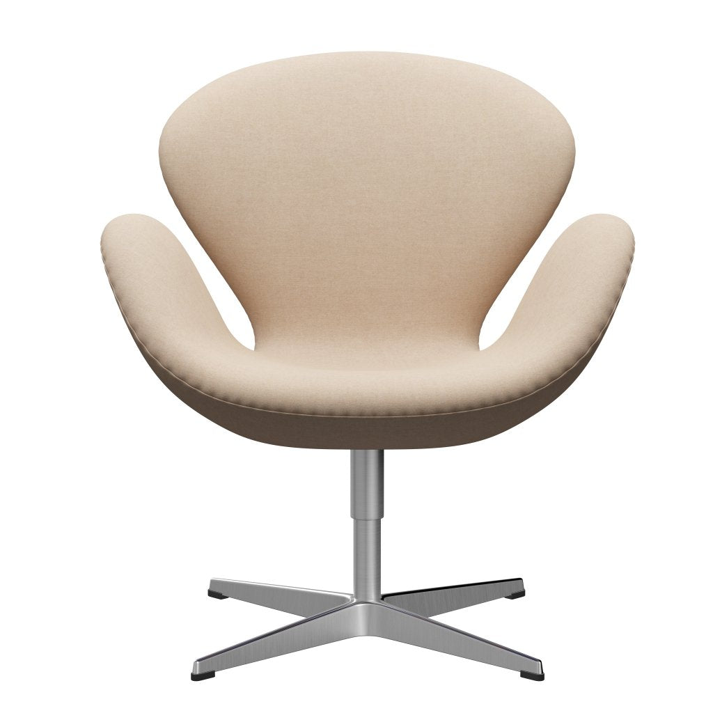 Fritz Hansen Swan Lounge Chair, Satin Brushed Aluminium/Divina Md Crème