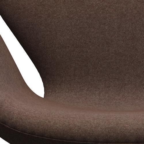 Fritz Hansen Swan Lounge Chair, Satin Brushed Aluminium/Divina Md Hazelnut