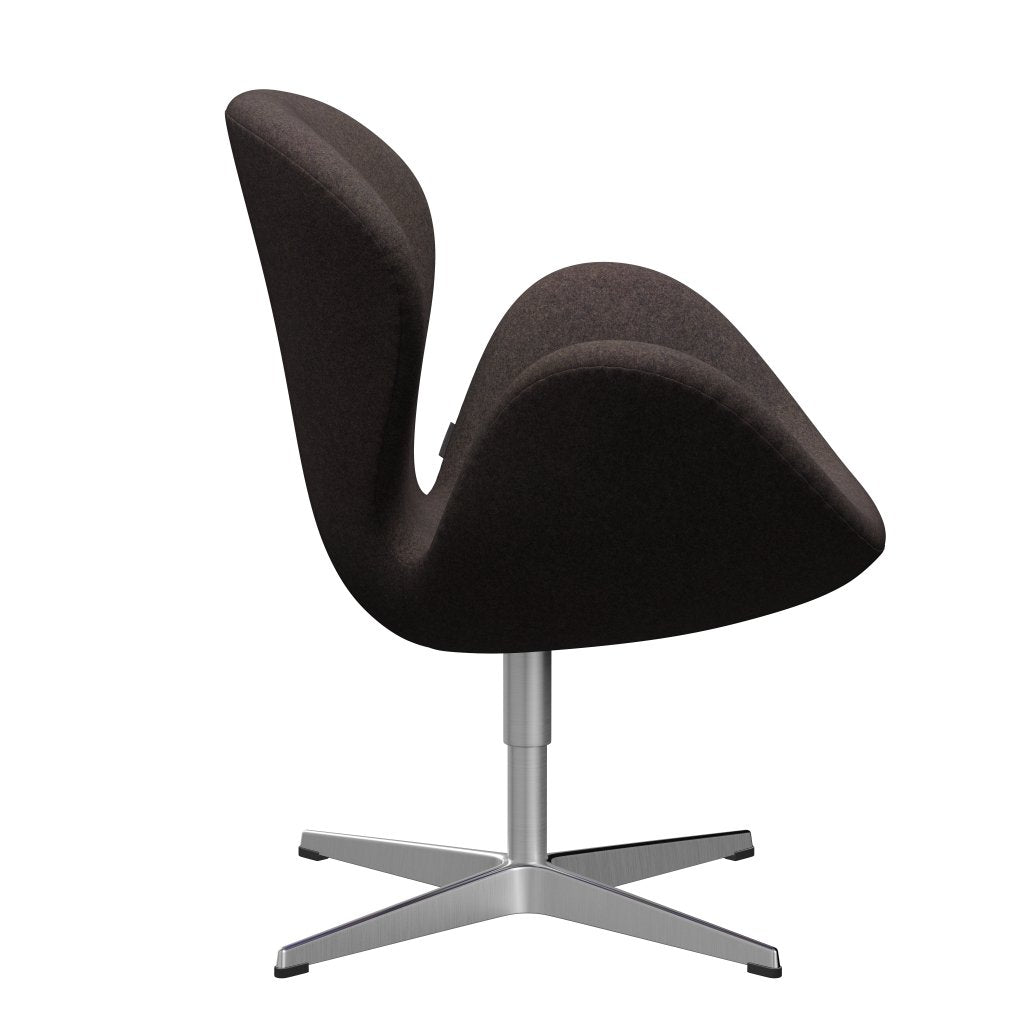 Fritz Hansen Swan Lounge Chair, Satin Brushed Aluminium/Divina Md Chocolate