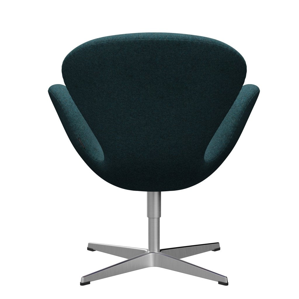 Fritz Hansen Swan Lounge Chair, Satin Brushed Aluminium/Divina Md Turquoise Dark