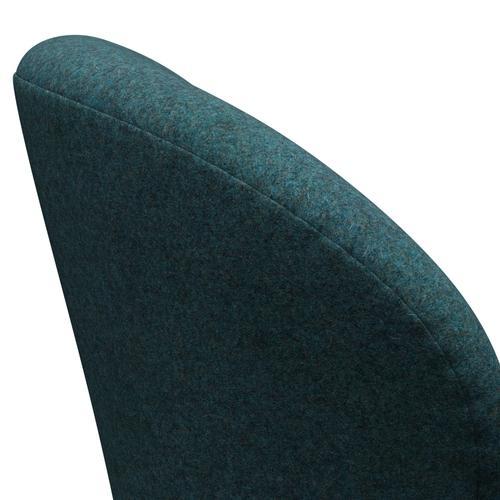 Fritz Hansen Swan Lounge Chair, Satin Brushed Aluminium/Divina Md Turquoise Dark