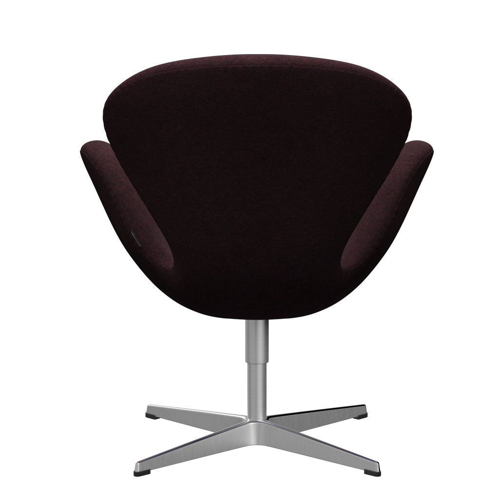 Fritz Hansen Swan Lounge Chair, Sating Brushed Aluminium/Divina Md Wine Red