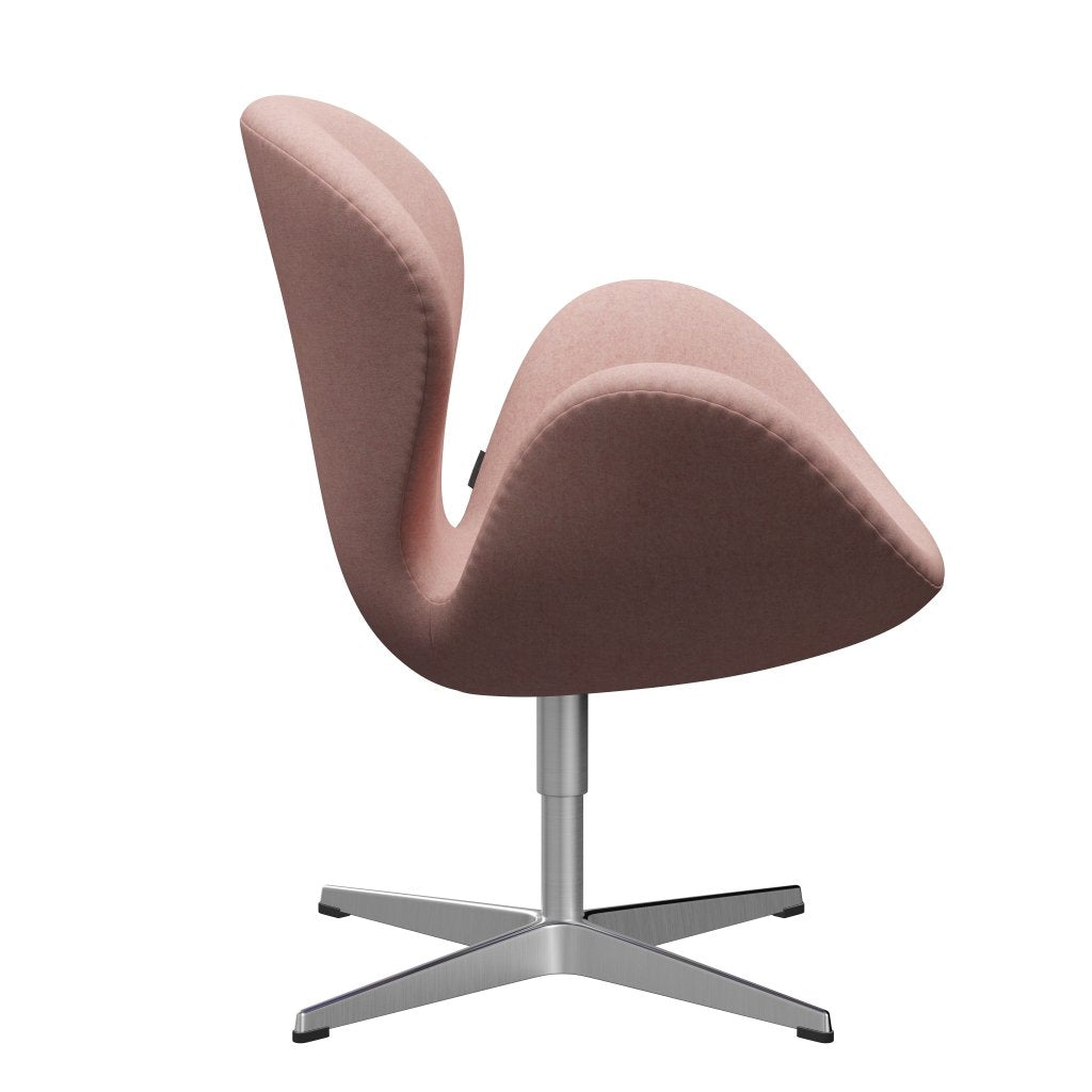 Fritz Hansen Swan Lounge Chair, Satin Brushed Aluminium/Divina Md Soft Pink