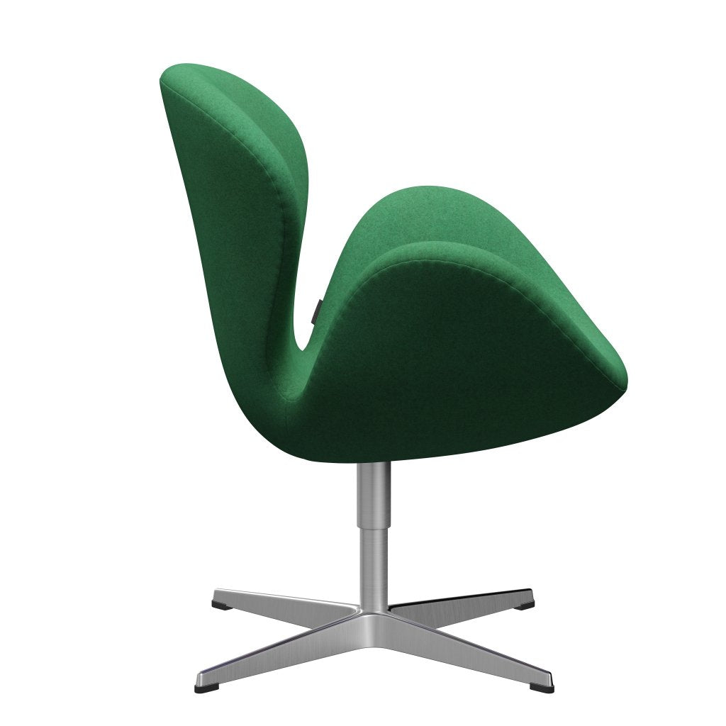 Fritz Hansen Swan Lounge Chair, Satin Brushed Aluminium/Divina Melange Green