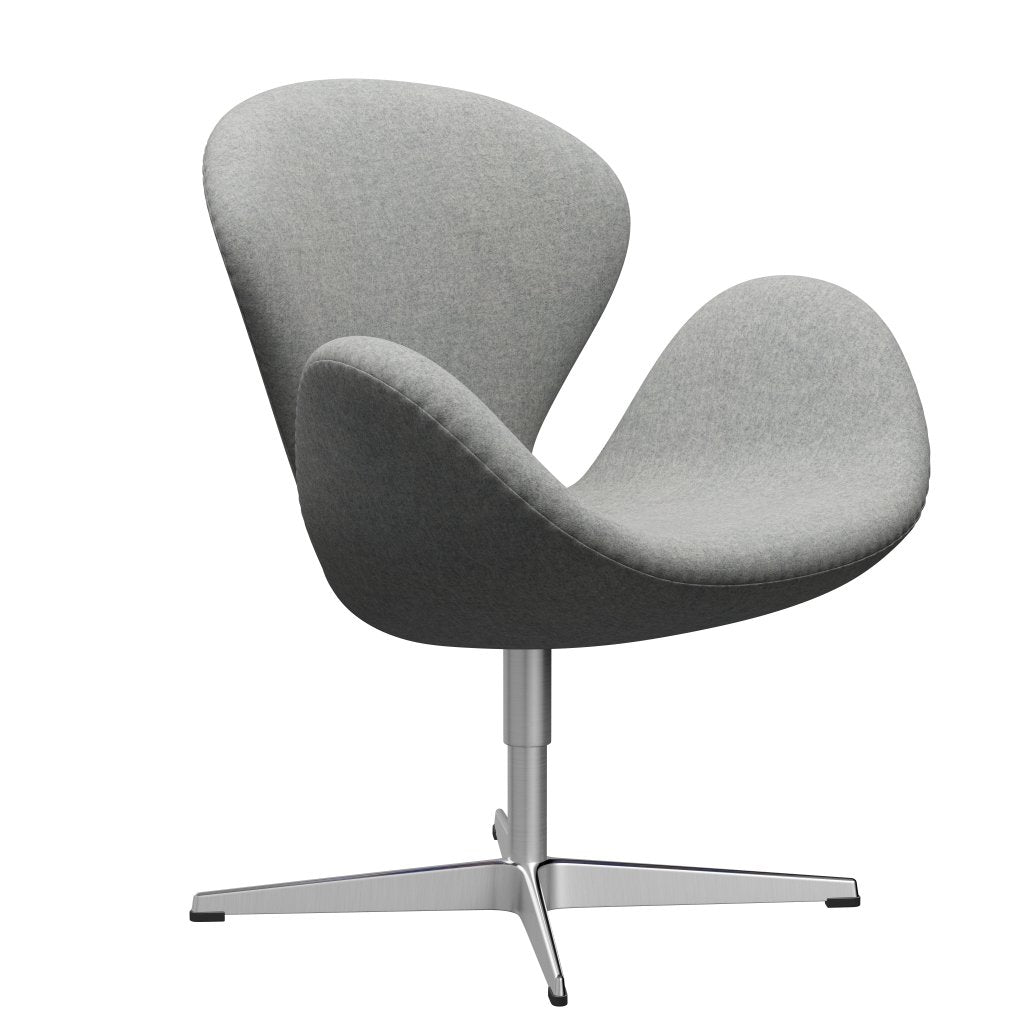 Fritz Hansen Swan Lounge Chair, Satin Brushed Aluminium/Divina Melange Light Grey