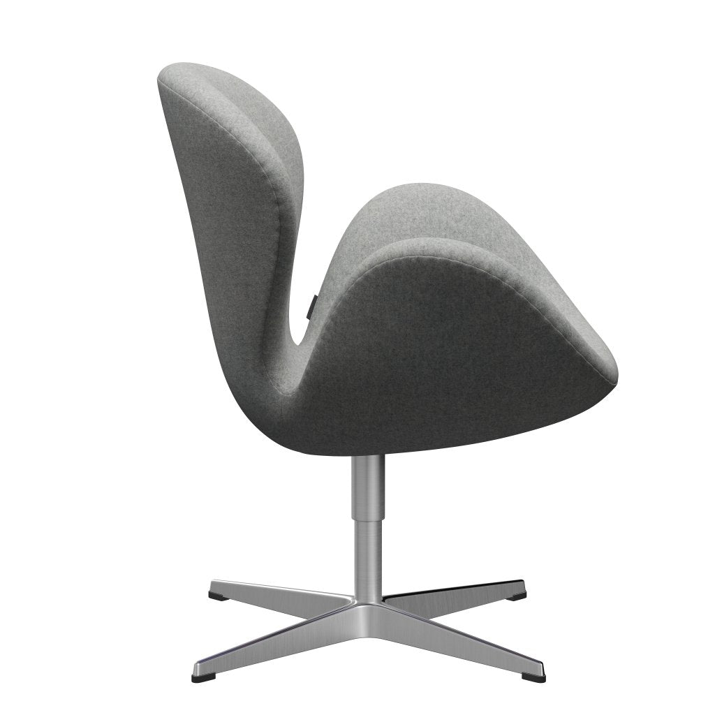 Fritz Hansen Swan Lounge Chair, Satin Brushed Aluminium/Divina Melange Light Grey