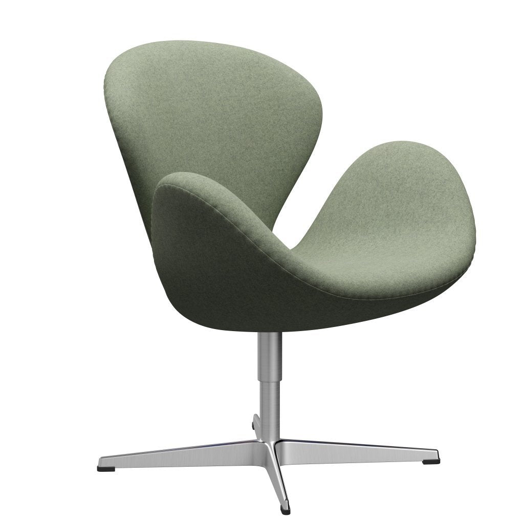 Fritz Hansen Swan Lounge Chair, Satin Brushed Aluminium/Divina Melange Light Green