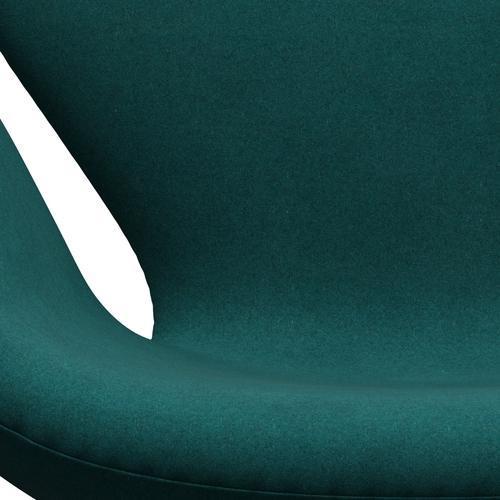 Fritz Hansen Swan Lounge Chair, Satin Brushed Aluminium/Divina Melange Coral Green