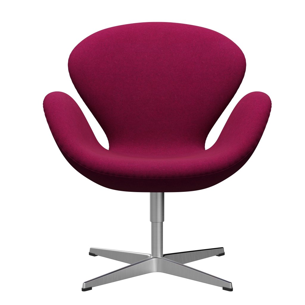 Fritz Hansen Swan Lounge Chair, Satin Brushed Aluminium/Divina Melange Pink Lipstick