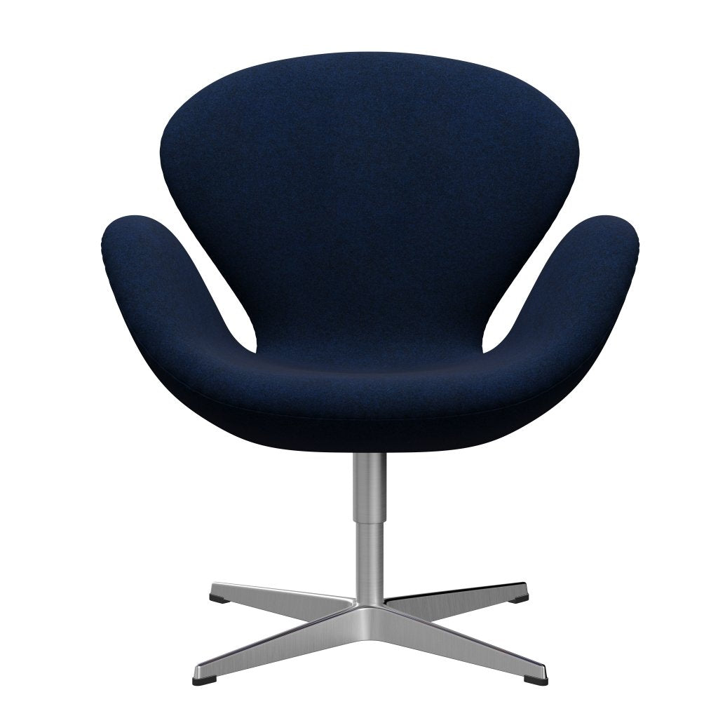 Fritz Hansen Swan Lounge Chair, Satin Brushed Aluminium/Divina Melange Navy Dark