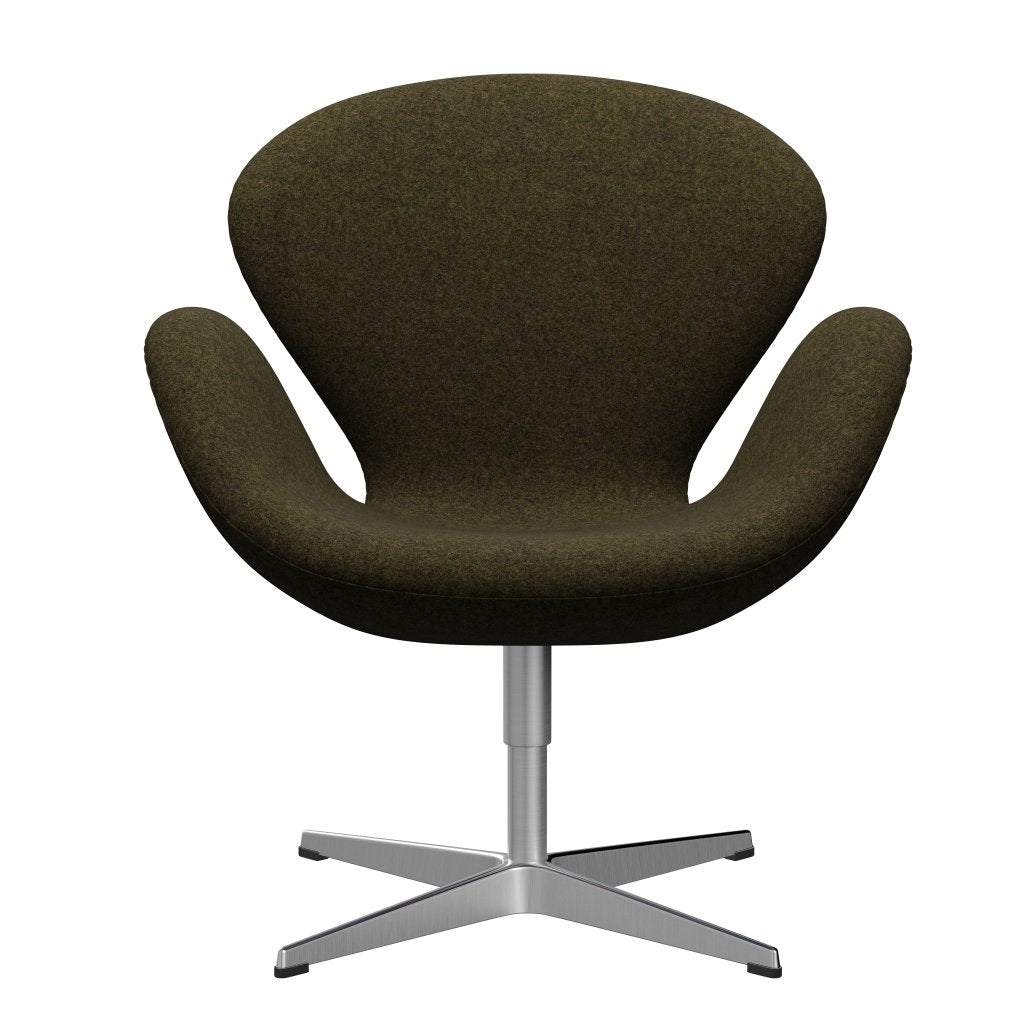 Fritz Hansen Swan Lounge Chair, Satin Brushed Aluminium/Divina Melange Dusty Olive