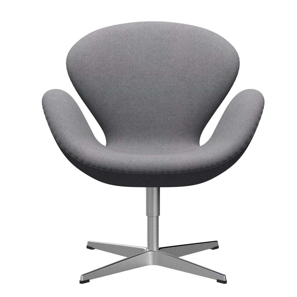 Fritz Hansen Swan Lounge Chair, Satin Brushed Aluminium/Divina Melange Stone Grey