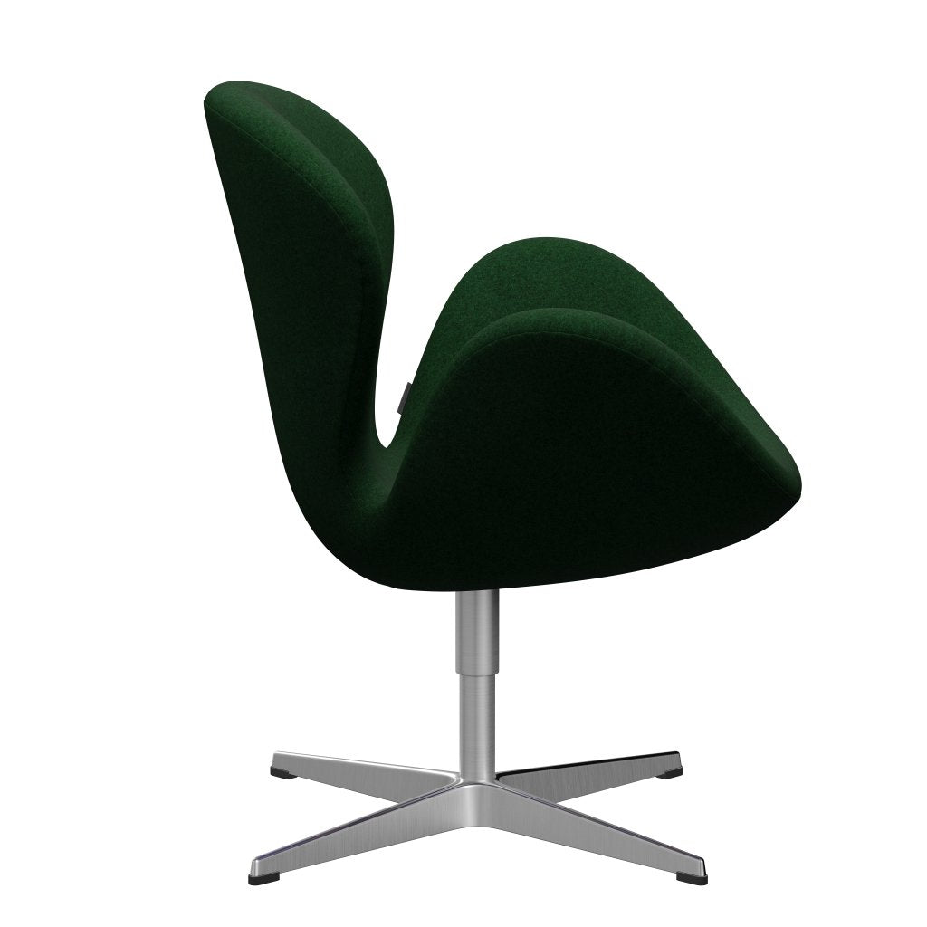 Fritz Hansen Swan Lounge Chair, Satin Brushed Aluminium/Divina Melange Forest Green