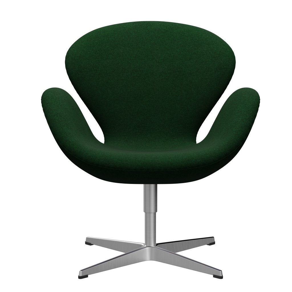 Fritz Hansen Swan Lounge, satynowy szczotkowany aluminium/divina Melange Forest Green