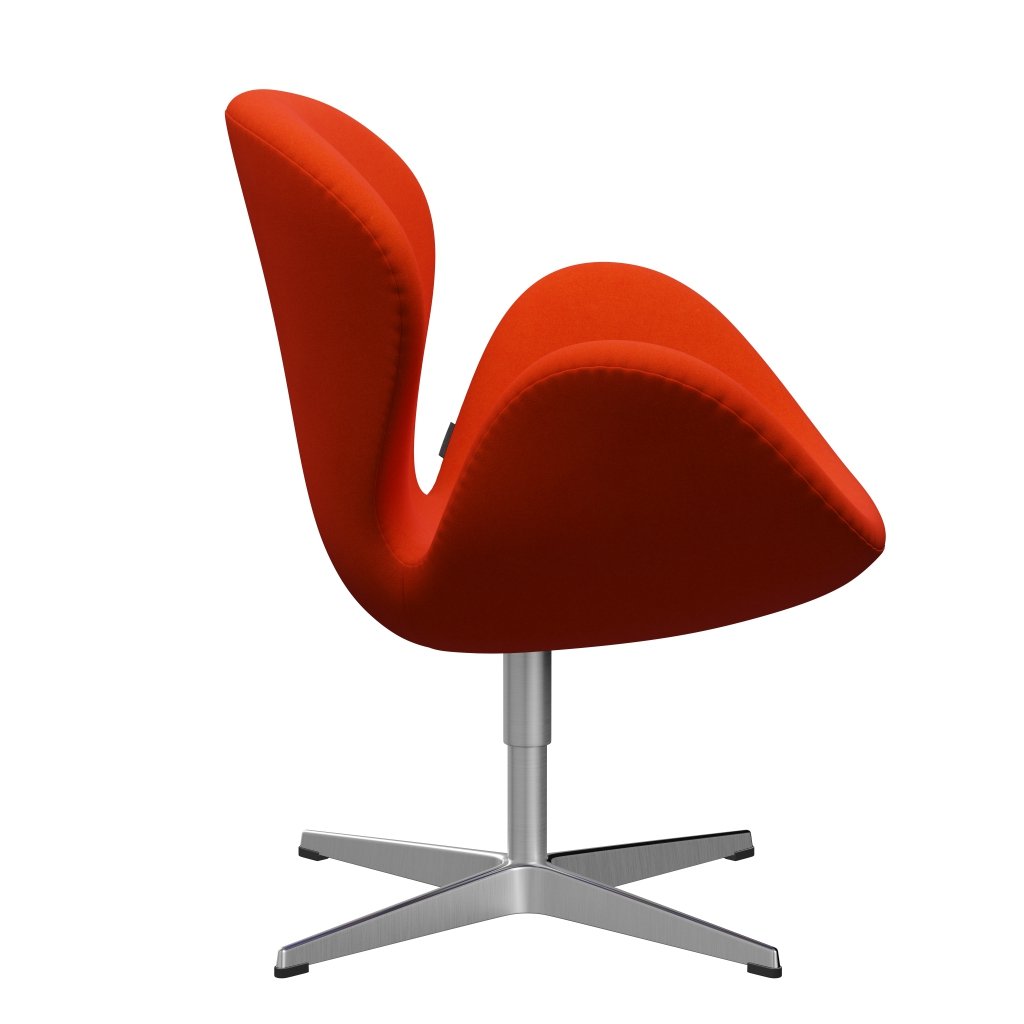 Fritz Hansen Swan Lounge Chair, Satin Brushed Aluminium/Divina Orange/Red