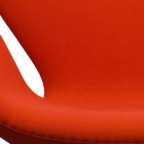 Fritz Hansen Swan Lounge Chair, Satin Brushed Aluminium/Divina Orange/Red