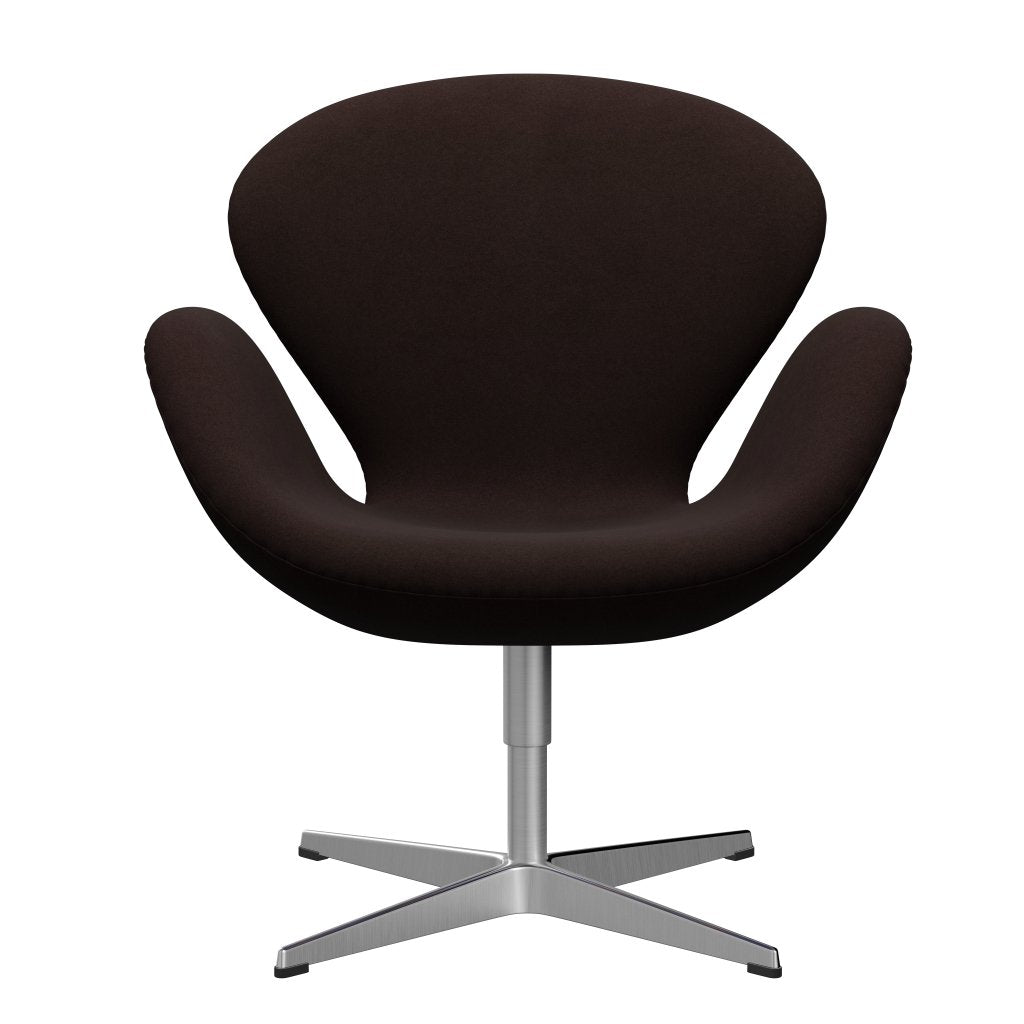 Fritz Hansen Swan Lounge Chair, Satin Brushed Aluminium/Divina Warm Brown