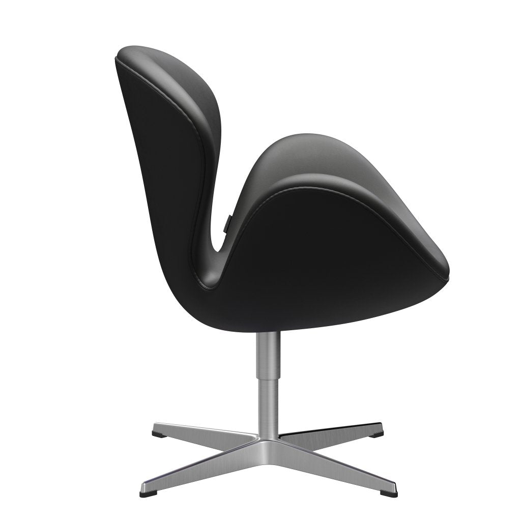 Fritz Hansen Swan Lounge Chair, Satin Brushed Aluminium/Essential Black