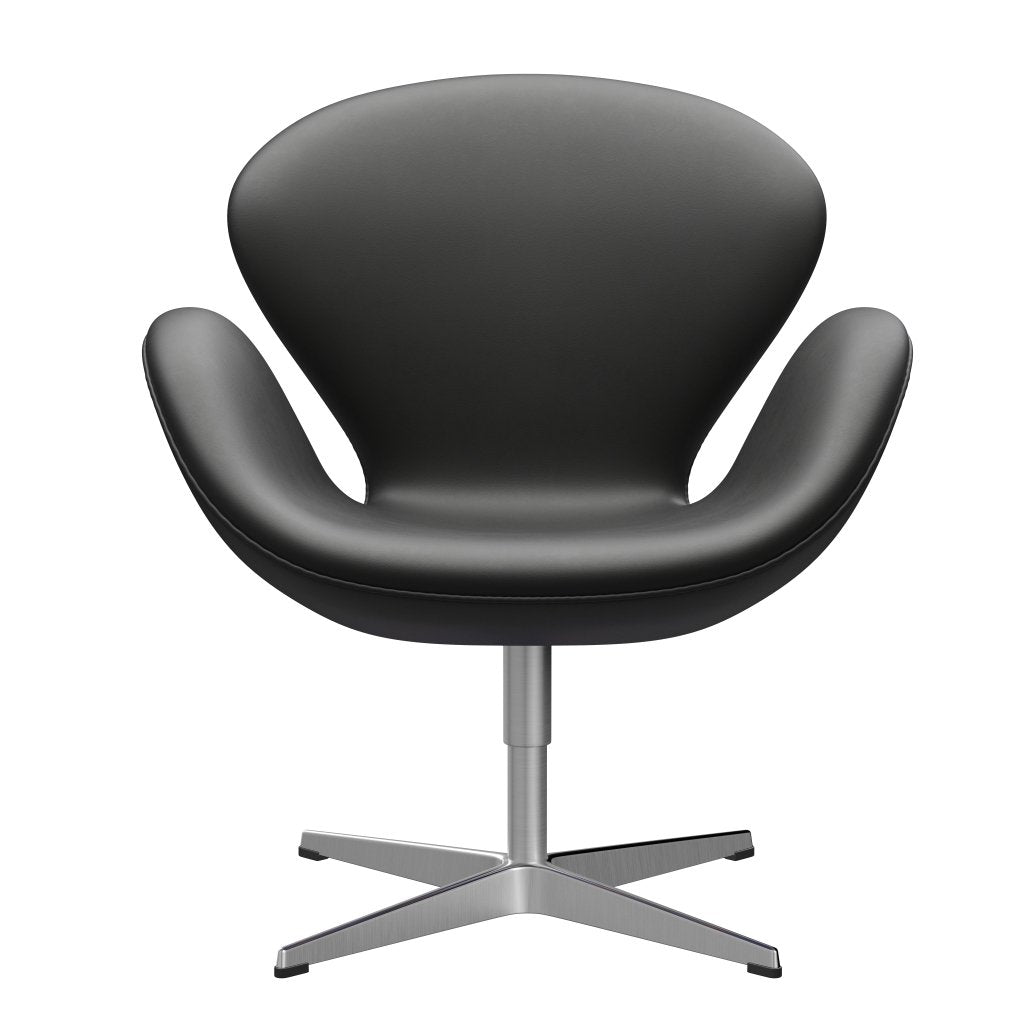 Fritz Hansen Swan Lounge Chair, Satin Brushed Aluminium/Essential Black