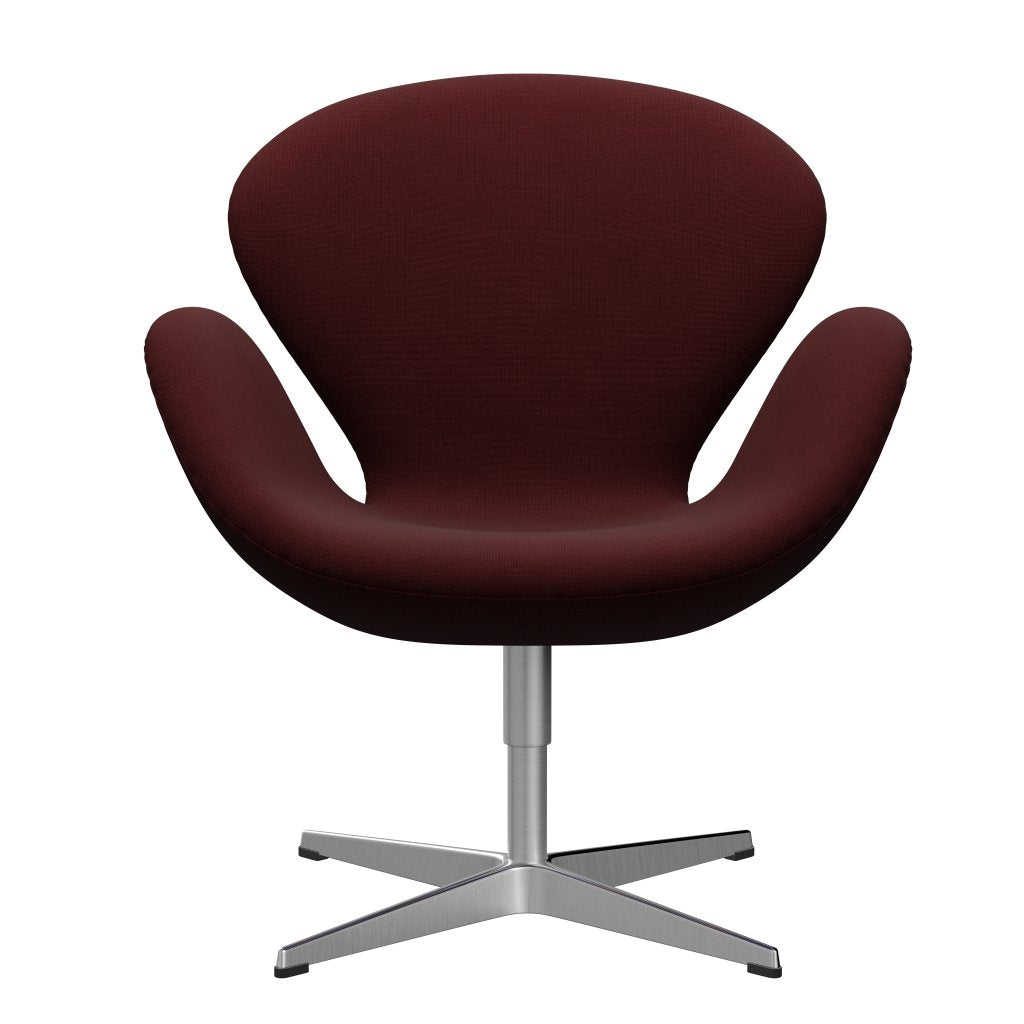 Fritz Hansen Swan Lounge Chair, Satin Brushed Aluminium/Fame Dark Bordeaux