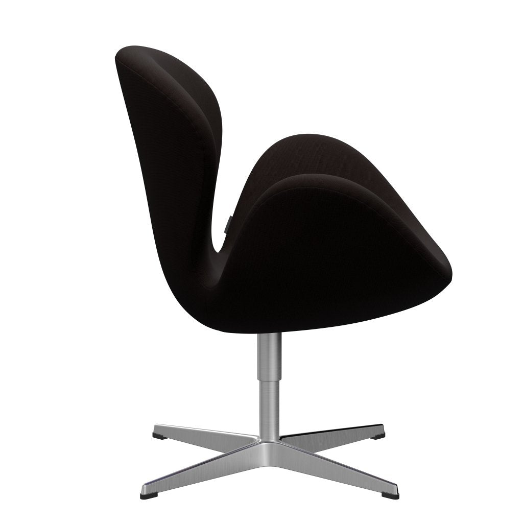 Fritz Hansen Swan Lounge Chair, Satin Brushed Aluminium/Fame Dark Brown